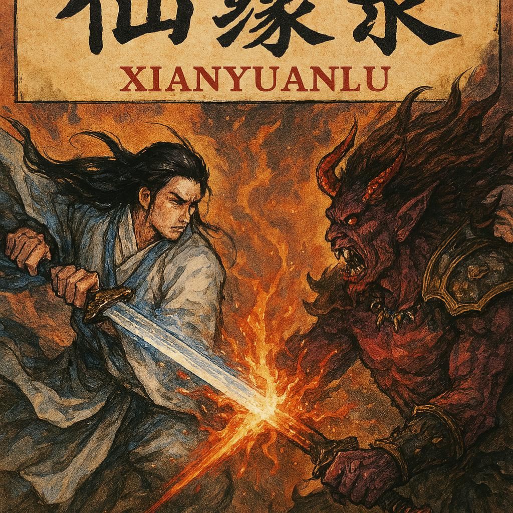 古風仙俠漫畫《仙緣錄》封面，仙俠與妖族對決場景